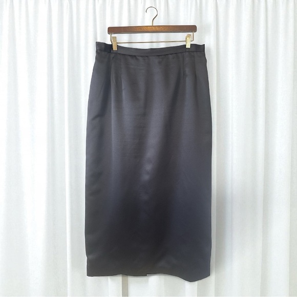 Kathryn Lyndsey Plus Size Full Length Black Satin Skirt - Picture 2 of 8